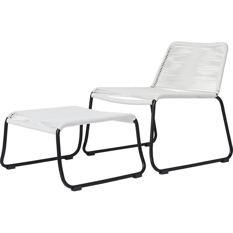 Barclay White Rope Armless Outdoor Lounge Chair