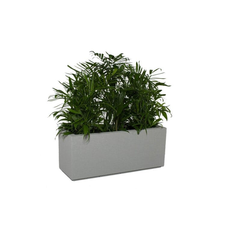 PolyStone Milan Tall Modern Outdoor/Indoor Rectangular Trough Planter, 46" L X 17" W X 19" H, Lightweight, Heavy Duty, Weather Resistant, Polymer Finish, Commercial and Residential (Concrete Gray)