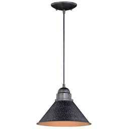 Callery Outer Iron with Inner Light Gold 1 - Bulb 7.5" H Outdoor Pendant
