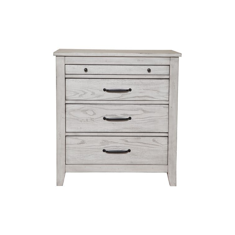 Aria 3-Drawer Weathered Light Gray Solid Wood Nightstand