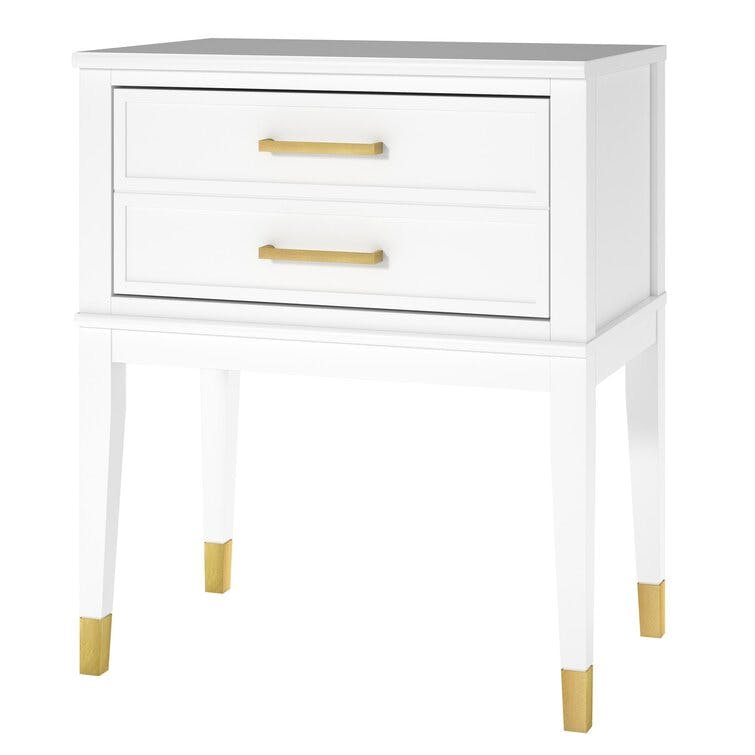 Westerleigh Sophisticated White End Table with Gold Accents