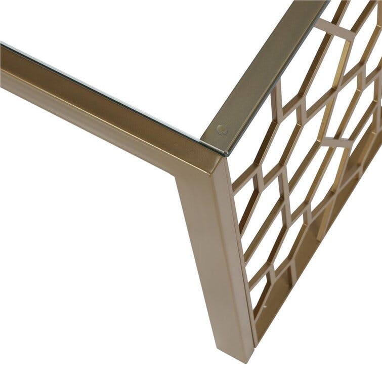 Juliette Tempered Glass Brass Coffee Table