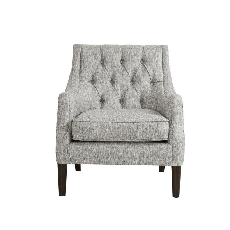 Anatonia Gray Upholstered Button Tufted Wingback Chair