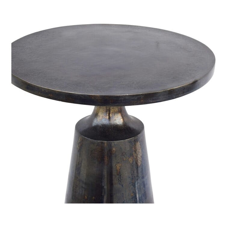 Uriah Industrial Loft Grey Aluminum Round Pedestal End Table