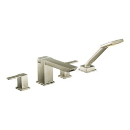 Moen TS904BN 90 Degree Two-Handle Roman Tub Faucet Includes Hand Shower Without Valve, Brushed Nickel