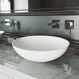 Matte Stone™ White Stone Circular Vessel Bathroom Sink