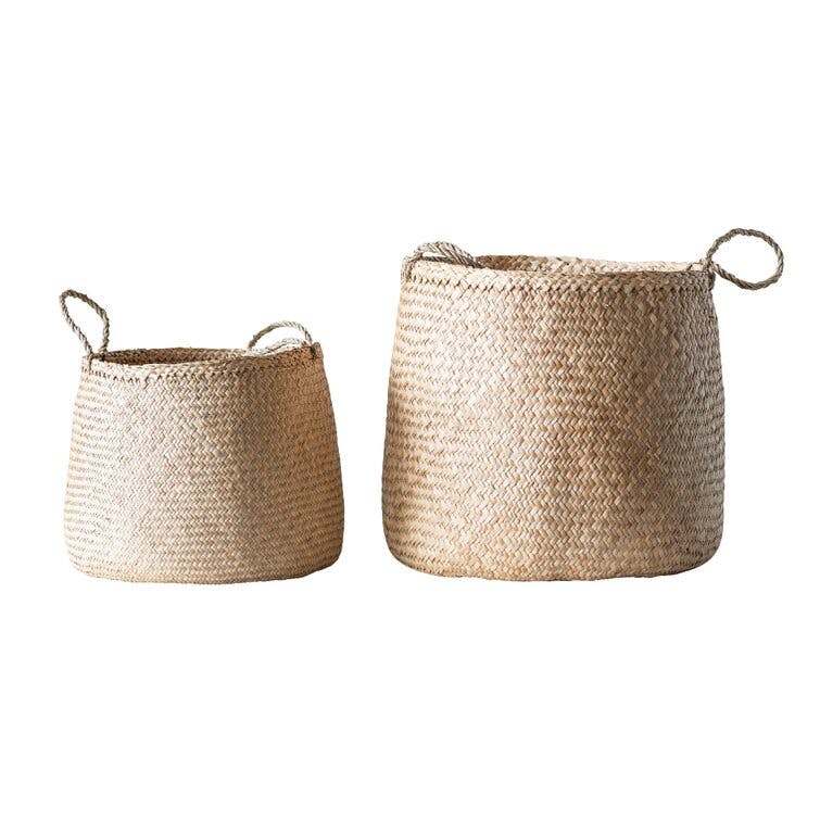 Sadia 2-Piece Natural Seagrass Woven Basket Set