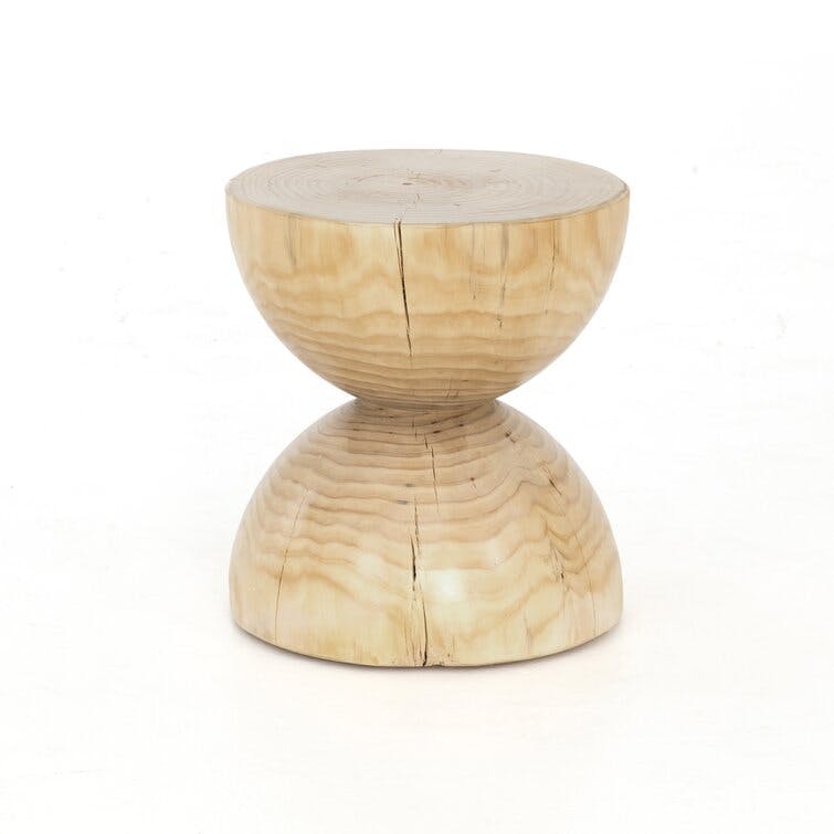 Solaro Natural Pine Wood Hourglass Side Table
