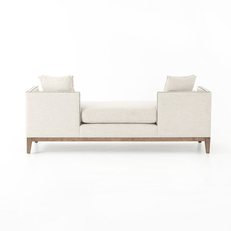 Mercury Upholstered White and Brown Chaise Lounge