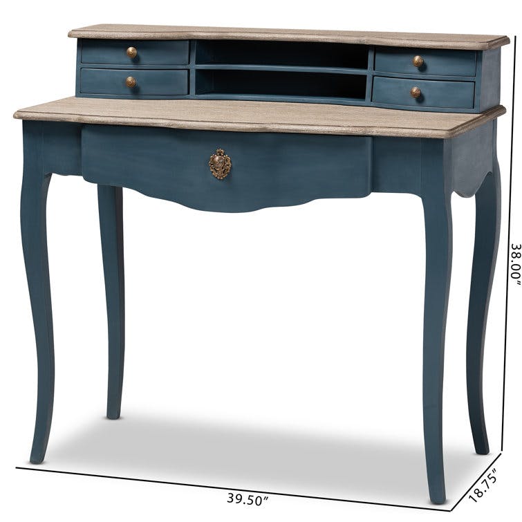 Celestine 39.5" Provincial Blue Spruce Finished Wood Writing Desk