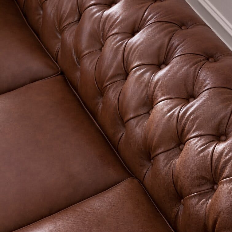 Freddie 95'' Genuine Leather Chesterfield Sofa