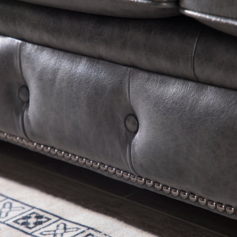 Freddie 95'' Genuine Leather Chesterfield Sofa