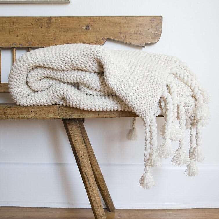 Trestles Chunky Knit Throw by Pom Pom at Home - White