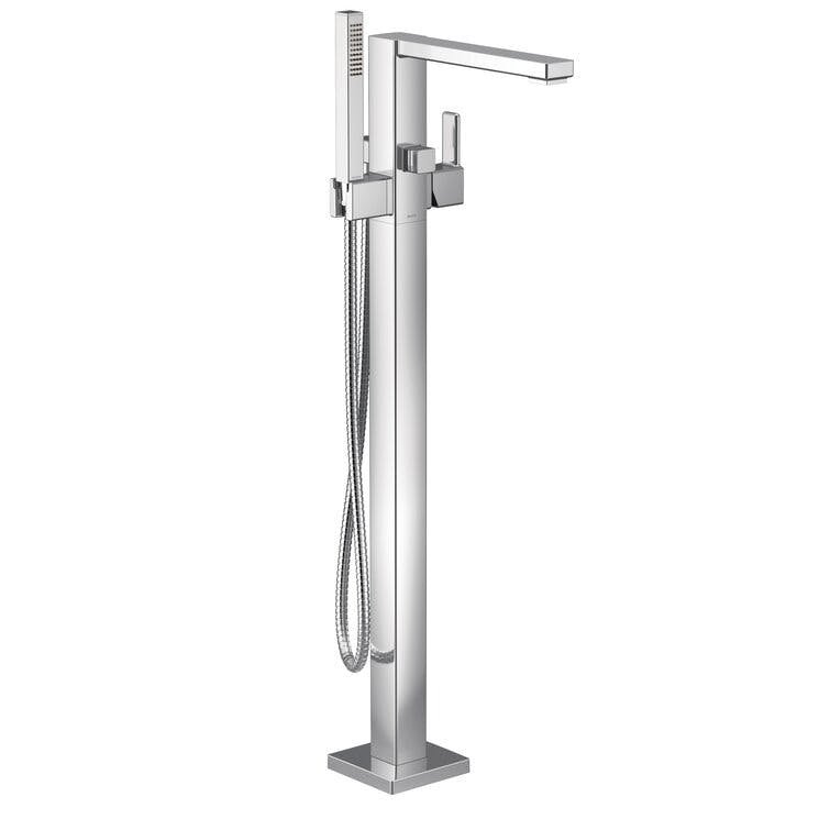 90 Degree Chrome Single Handle Floor Mounted Tub with Handshower