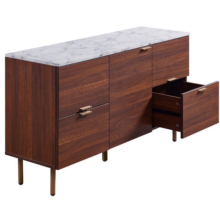 Ashton 48" Walnut Sideboard with Faux Marble Top