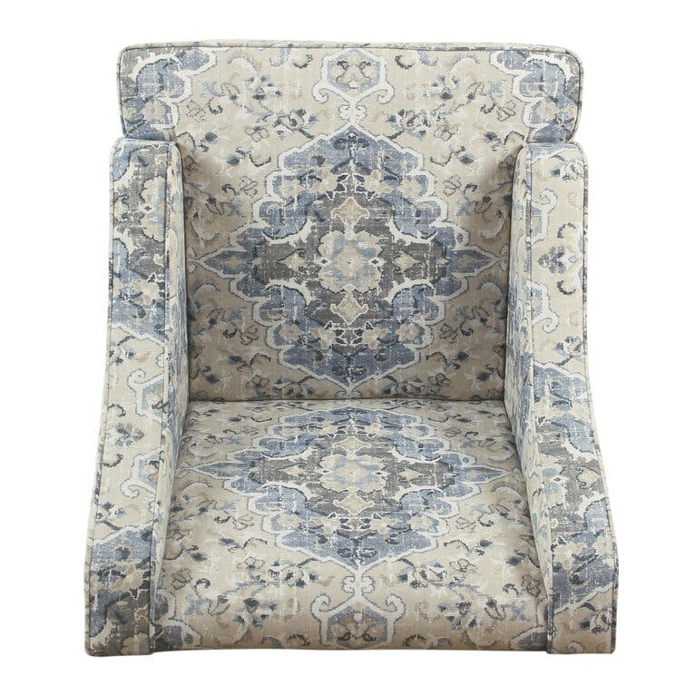Adona Classic Swoop Blue and Off-White Medallion Accent Armchair