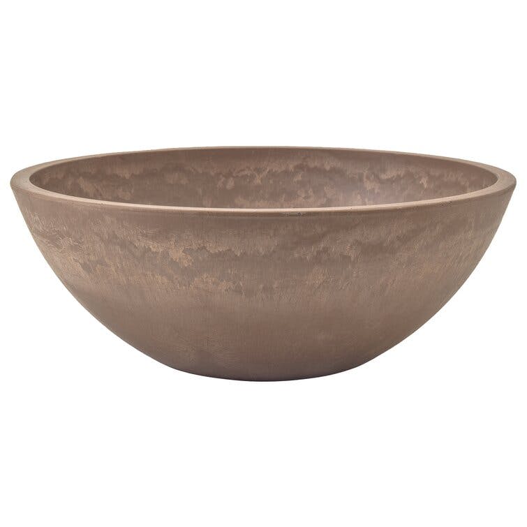 PSW Pot Collection Shallow Garden Bowl Low Planter for Succulents, Bonsai, Fairy Gardens, Herbs, 12-inch, Taupe