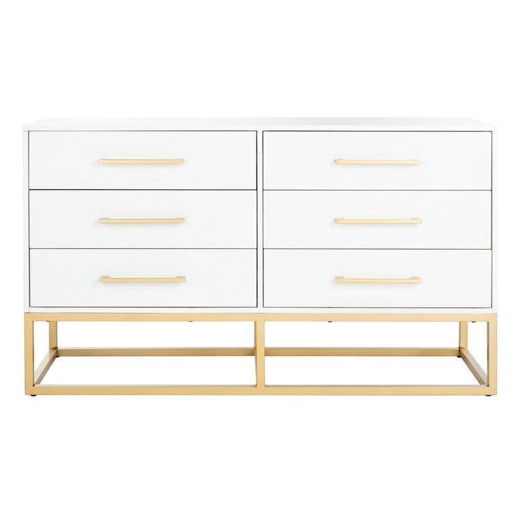 Estelle White and Gold 6-Drawer Double Dresser