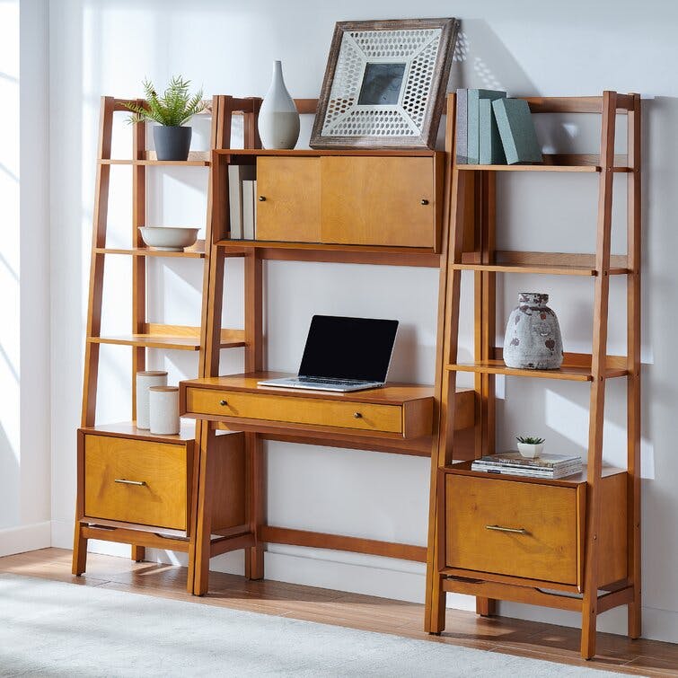 Stiles Acorn Leaning/Ladder Desk and Etagere Set