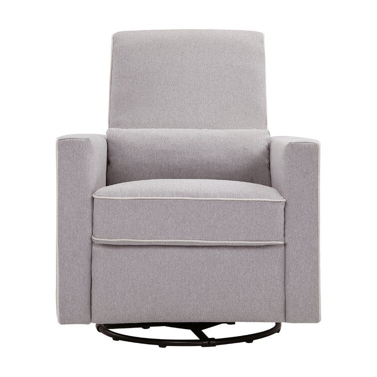 Piper Grey with Cream Piping Swivel Reclining Glider