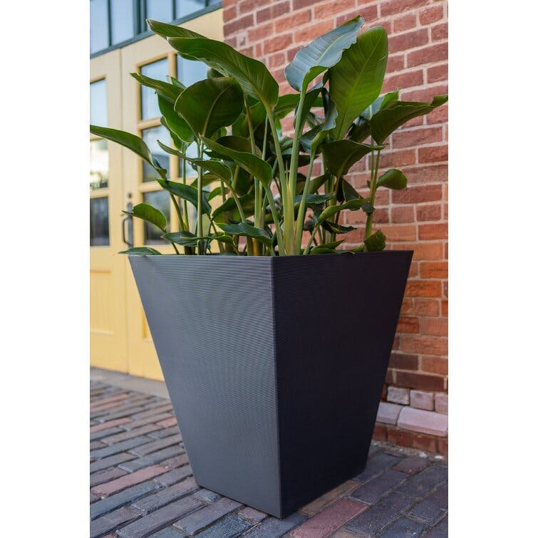 Pro Series 30" Black Linear Grooved Planter