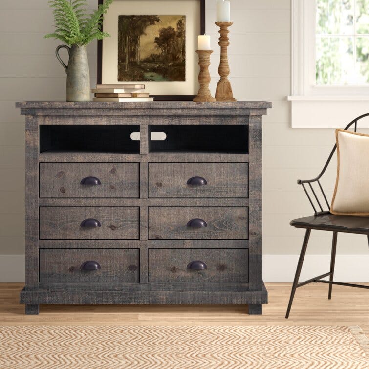 Wolferstorn Willow 6-Drawer Weathered Gray Media Chest