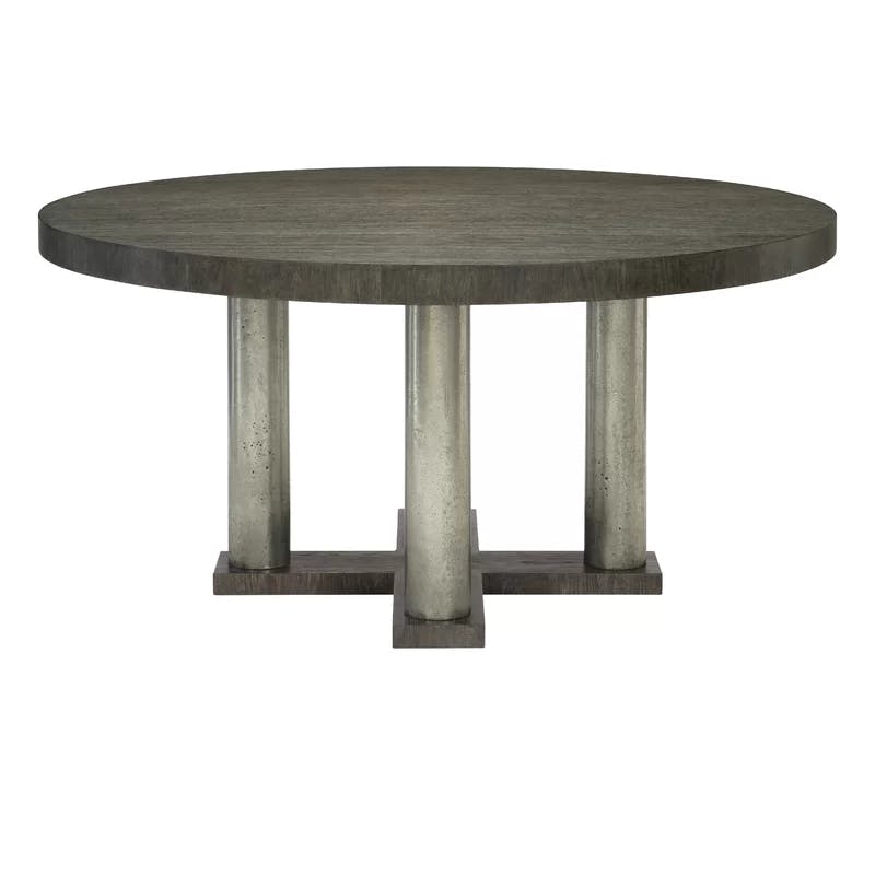 Linea 60'' Transitional Round Solid Wood Brown Dining Table