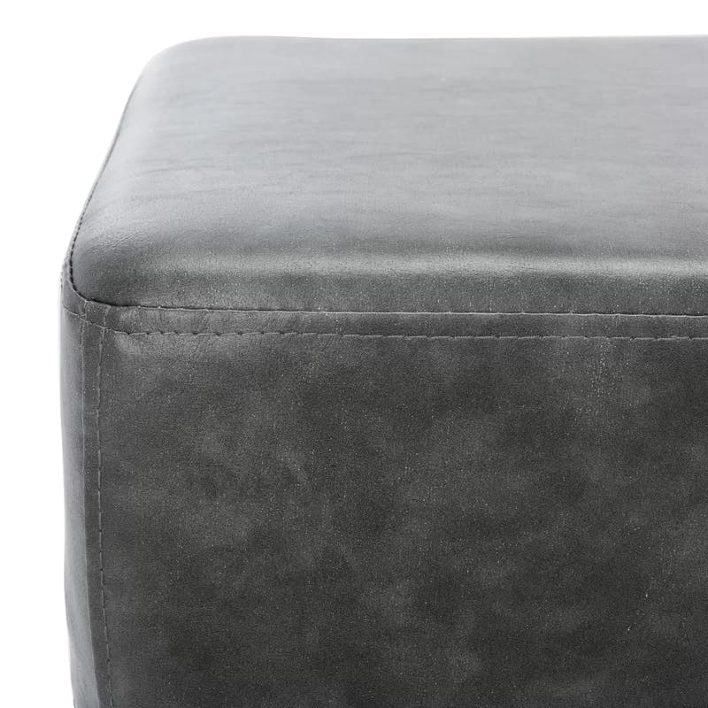 Elise Transitional 48" Black and Grey Faux Leather Bench