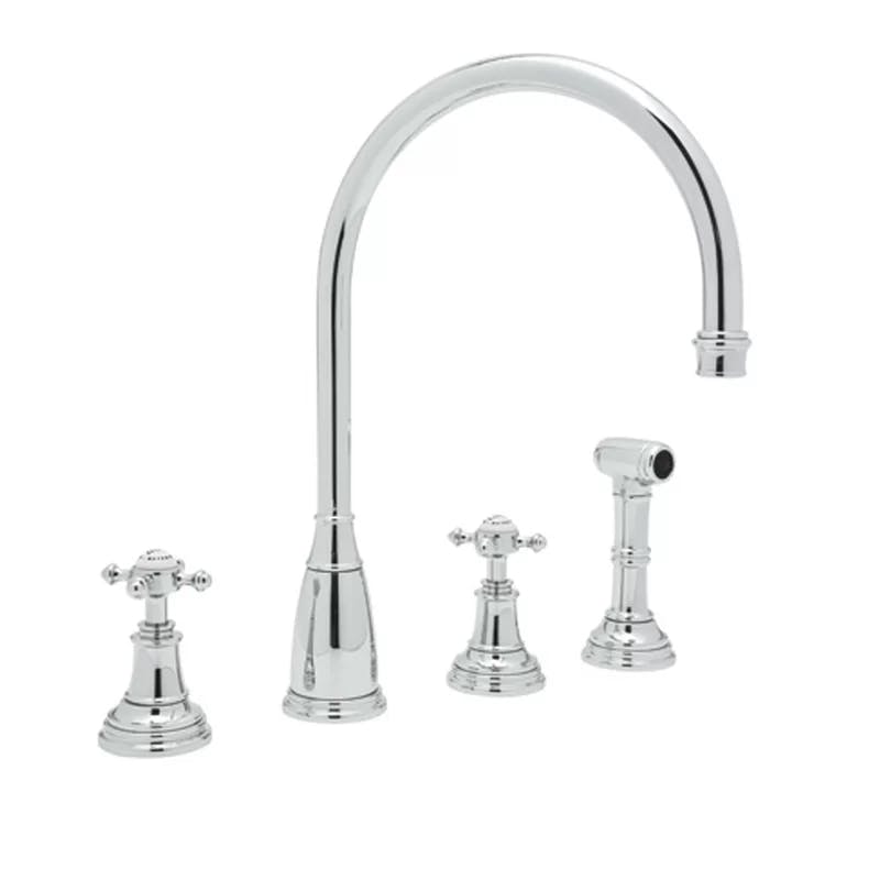Modern Deck Mounted Polished Nickel Kitchen Faucet with Side Spray