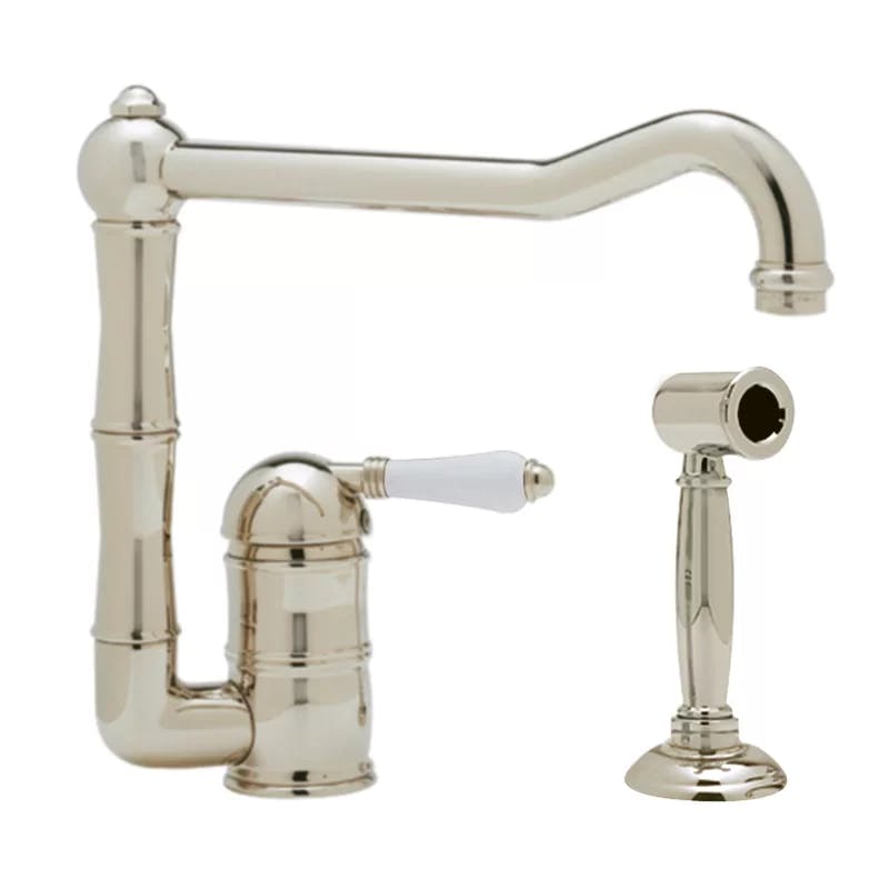 Elegant Satin Nickel Single-Lever Kitchen Faucet with Sidespray