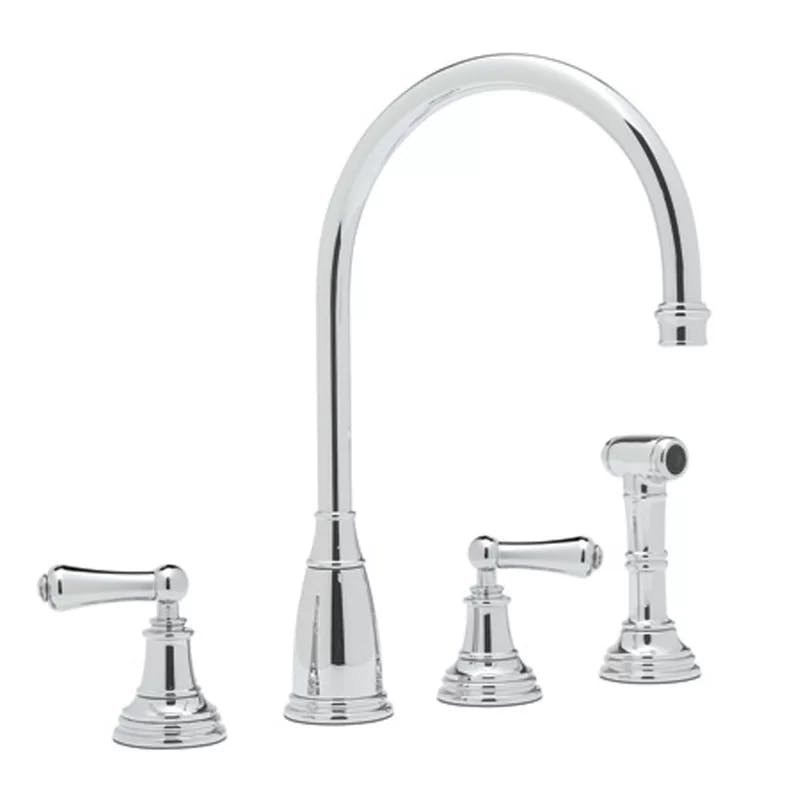 Polished Nickel Brass Deck Mounted Kitchen Faucet with Sidespray
