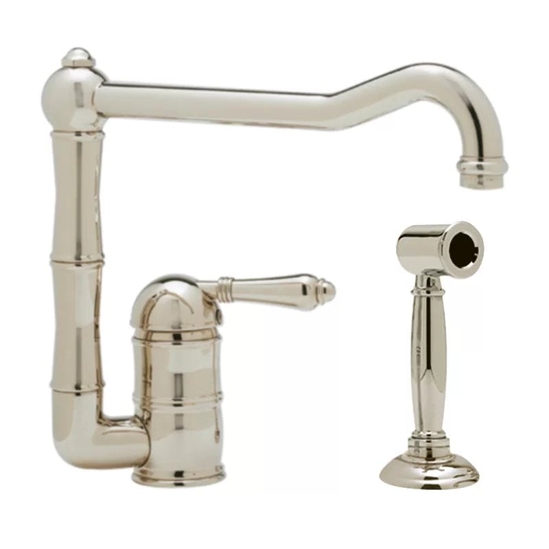 Elegant Satin Nickel Single-Lever Kitchen Faucet with Sidespray