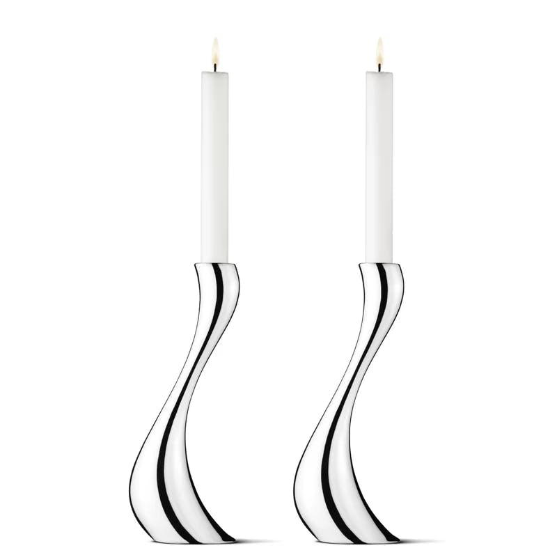 Cobra Curved Stainless Steel Dramatic Candlestick