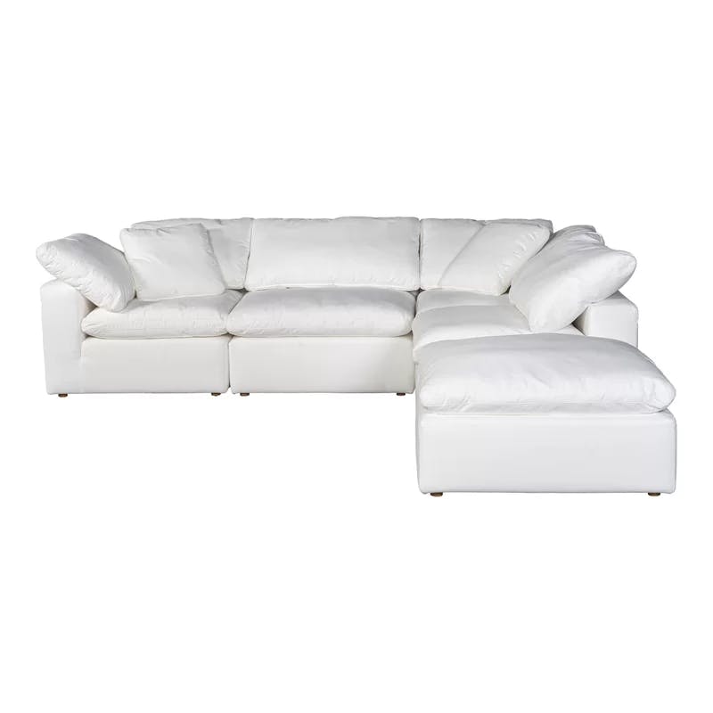 Terra Cream 114" Tufted Modular Sectional with Ottoman in Livesmart Fabric