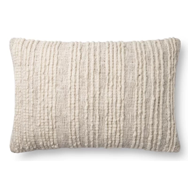 Sagitta Natural Cotton Base Embroidered Wool Lumbar Pillow Set