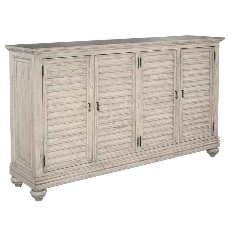 Elegant White Linen 72'' Traditional Sideboard with Louvered Doors