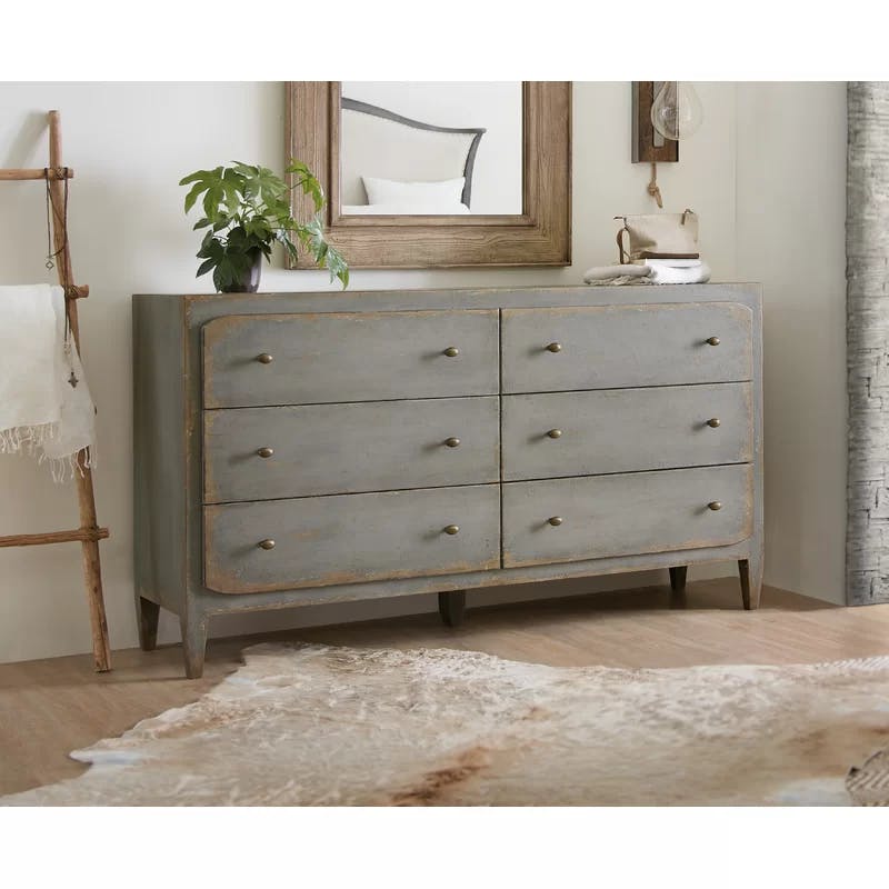 CiaoBella Transitional Gray 68" Double Dresser with Dovetail Drawers