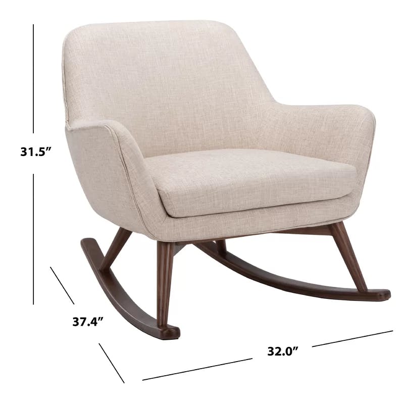 Mack Mid-Century Brown Linen Glider Chair 32"