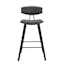 Gray Faux Leather & Black Brushed Wood Contemporary Counter Stool