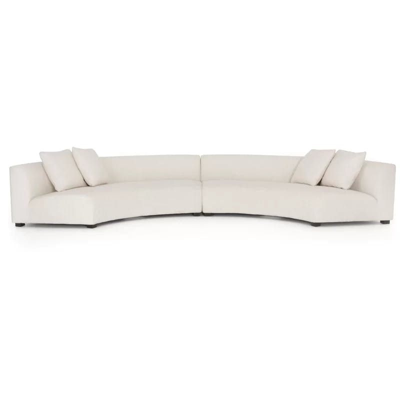 Dover Crescent Cream Linen 2-Piece Curved Modular Sectional Sofa