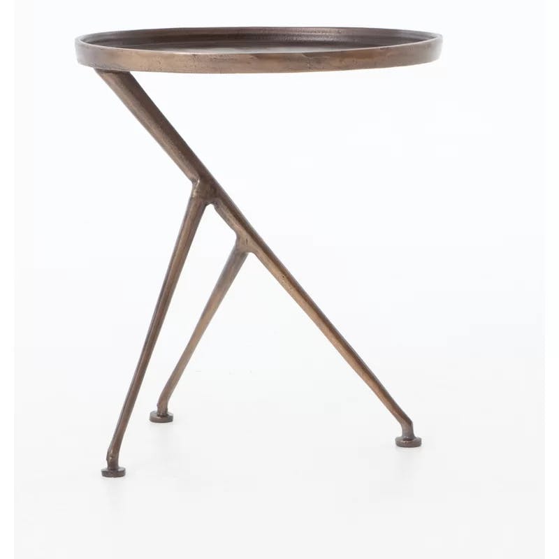 Marlow Rustic Round Stone and Metal Accent Table
