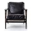 Landon Ebony Leather Lounge Chair with Distressed Oak Frame