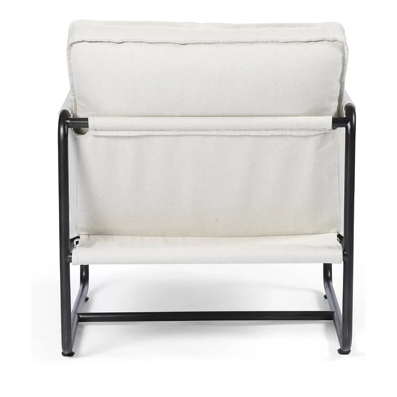 Isabel Cream Harbor Natural Small Accent Chair with Metal Frame