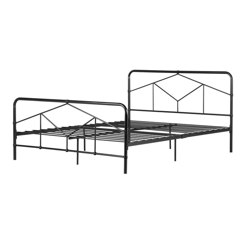 Sazena Full Matte Black Geometric Metal Platform Bed