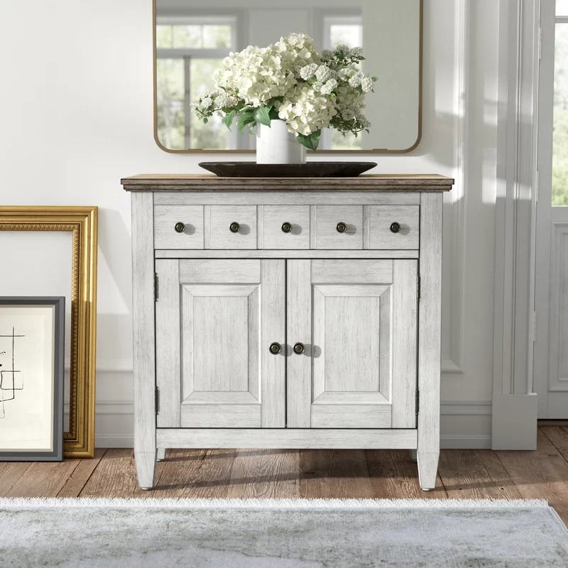Haylee Antique White 1-Drawer Bedside Chest with Charging Station