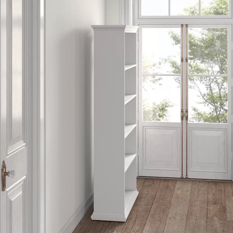 Sonoma Tall Wide Adjustable White Wood 5-Shelf Bookcase