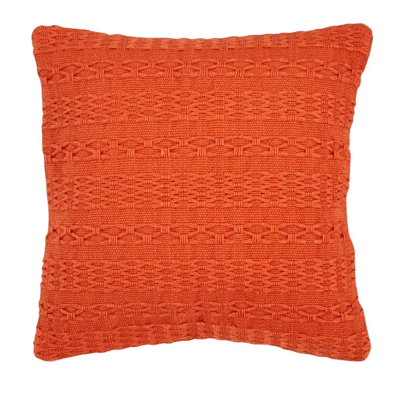 Island Essentials Cross Weave 18" Square Throw Pillow in Orange