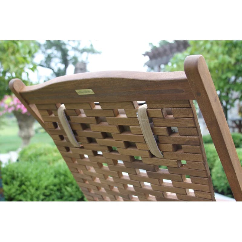 Classic Eucalyptus Wood Brown Outdoor Swing Lounger with Pillow