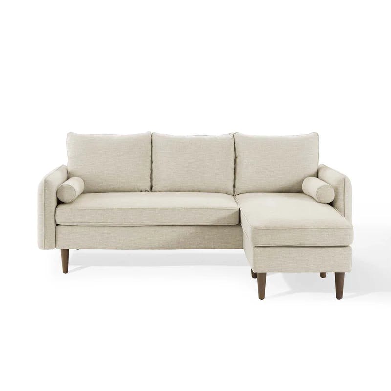Revive 79'' Beige Fabric Sectional Sofa with Bolster Pillows