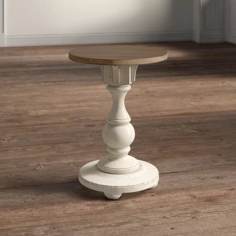 Morgan Creek Antique White Round Chairside Table with Storage